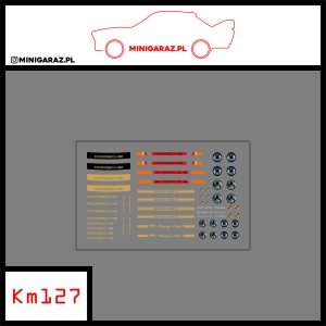 Zestaw kalkomanii KM127 PORSCHE ZŁOTE